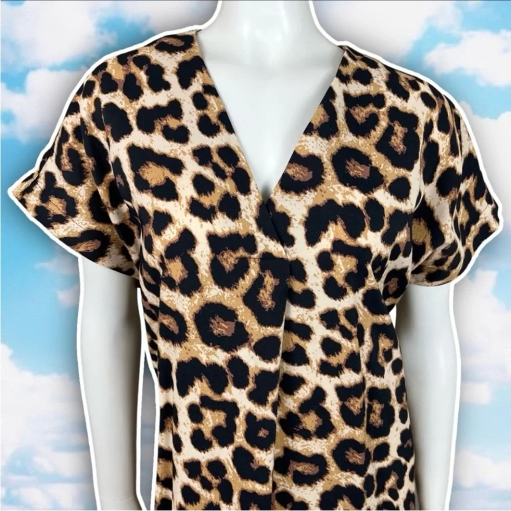 NWT H&M Ecovero Cheetah Print Caftan Dress Beach Resort Cruise Retro Mob Wife - Picture 4 of 13